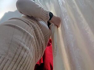 Italian woman flashes ass and bushy pussy in store changing room