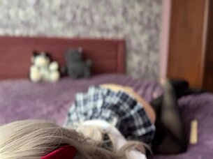 naughty college girl's asmr lingerie tease and ass play