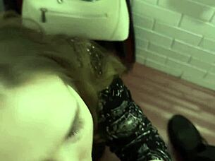 skinny slut gives sloppy deepthroat suck to muscular guy anywhere for cum cocktail