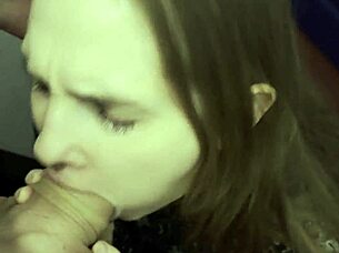 skinny slut gives sloppy deepthroat suck to muscular guy anywhere for cum cocktail