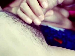 Boyfriend creampies hairy wet pussy in close-up hardcore ride