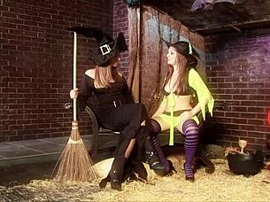 Brunette babes smoke while giving blowjobs and handjobs in wild orgy