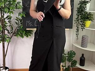 curvy teacher bdsm lingerie heels solo tease