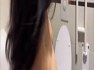 doesn't this curvy latina's public bathroom strip tease her big ass perfectly?