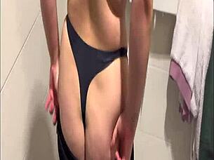 doesn't this curvy latina's public bathroom strip tease her big ass perfectly?