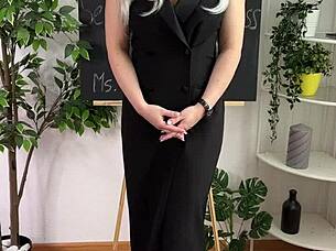 curvy teacher bdsm lingerie heels solo tease