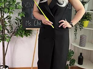 curvy teacher bdsm lingerie heels solo tease
