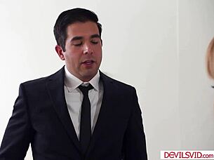 Blonde Secretary's Pussy Licked Before Hard Office Fucking