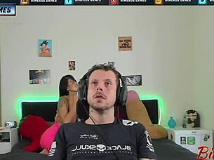 Brazilian latina milf gets double blowjob from sexy friends