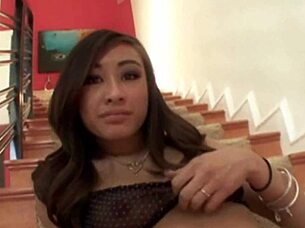 ariel rose, american asian teen, strokes massive interracial cock handjob style