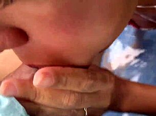 Tattooed skinny brazilian wife sucks cock poolside eagerly