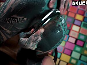 sucking steel hard like your cock in my pink corset 😈