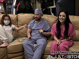 Blaire Celeste's Double Blowjob Face Fuck Ends in Massive Cum Blast POV