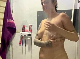 video call flashing big ass tits and wet pussy while cuck watches soccer
