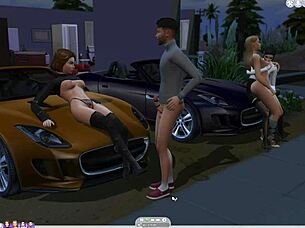 lesbian babe sucks cock publicly outdoors in sims