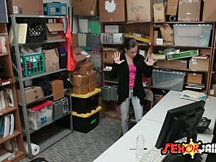 petite brunette teen bent over office desk for doggystyle