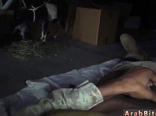 Petite Arab granny drops booty for hardcore army fuck