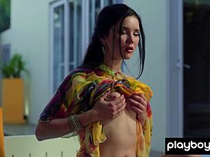 Ukrainian Brunette Teen Malena Fendi Strips to Reveal Natural Tits Pussy