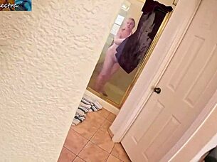 stepson spies stepmom shower then fucks her chubby milf ass pov