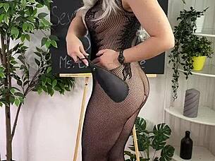 curvy teacher bdsm lingerie heels solo tease