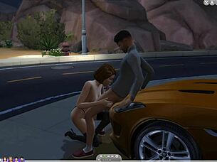 lesbian babe sucks cock publicly outdoors in sims