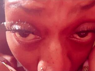 Squirting ebony milf face sits monster black cock wildly