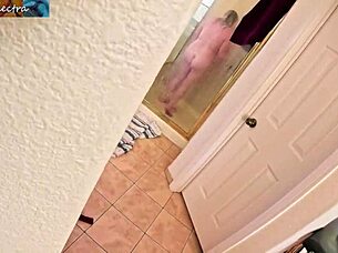 stepson spies stepmom shower then fucks her chubby milf ass pov