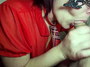 Schoolgirl outfit blowjob ends in heather harmon swallow