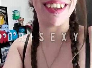 Skinny latina dri sexy toys tight pussy with huge dildo