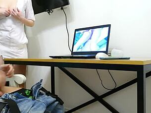 nurse's prostate massage milks cum for cash