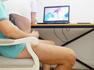 nurse's prostate massage milks cum for cash