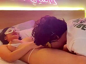 sexy babe fucked doggy in hot swimsuit licking pussy