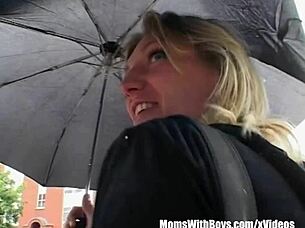 wanna see this milf blonde in stockings get fingered hard?