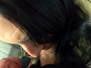 cum all over my black fur downjacket during this wet blowjob fetish