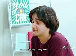 Teacher gasps watching redhead milf jerk in classroom