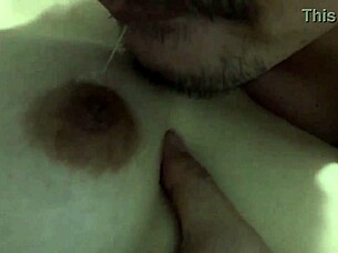 filipina girlfriend's pink nipples licked in homemade fetish