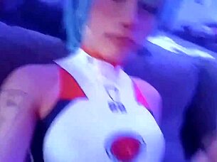 rei ayanami cosplay sucks cock cums in suit