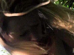 Blonde Tree Climber Fingers Pussy To Outdoor Squirting