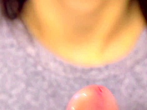 close-up wife blows stranger cock then fucks till cum in mouth