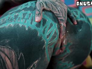 goth corset slut gaps ass with steel toy squirt