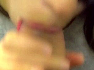 close-up wife blows stranger cock then fucks till cum in mouth