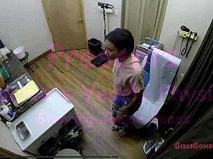 Jackie Banes gets wild in latex gloves and jeans tit play!