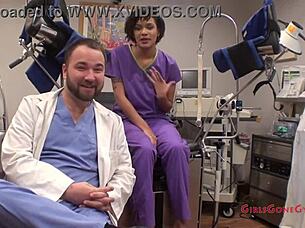 Jackie Banes gets wild in latex gloves and jeans tit play!