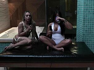 bianca demarchi sheer red starts porn journey in bathroom licking navel with pistolinha meme