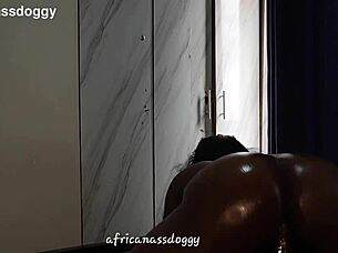 Watch that soft jiggly ebony ass bounce riding big black cock hard