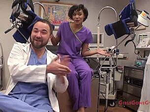 Jackie Banes gets wild in latex gloves and jeans tit play!