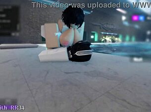 alone by the indoor pool shy babe bends for rough doggystyle pounding session