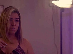 porn behind scenes: latina big tits blonde rides muscular bbc double quickie
