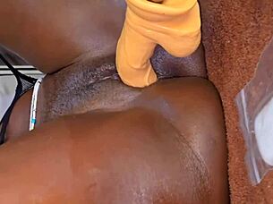 Ebony queen fingers her wet pussy to hot orgasm