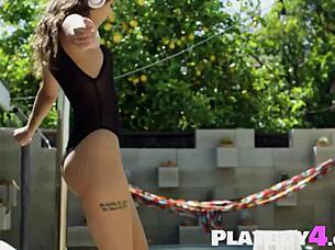 uhh beautiful petite uma jolie poses naked showing amazing small tits ass